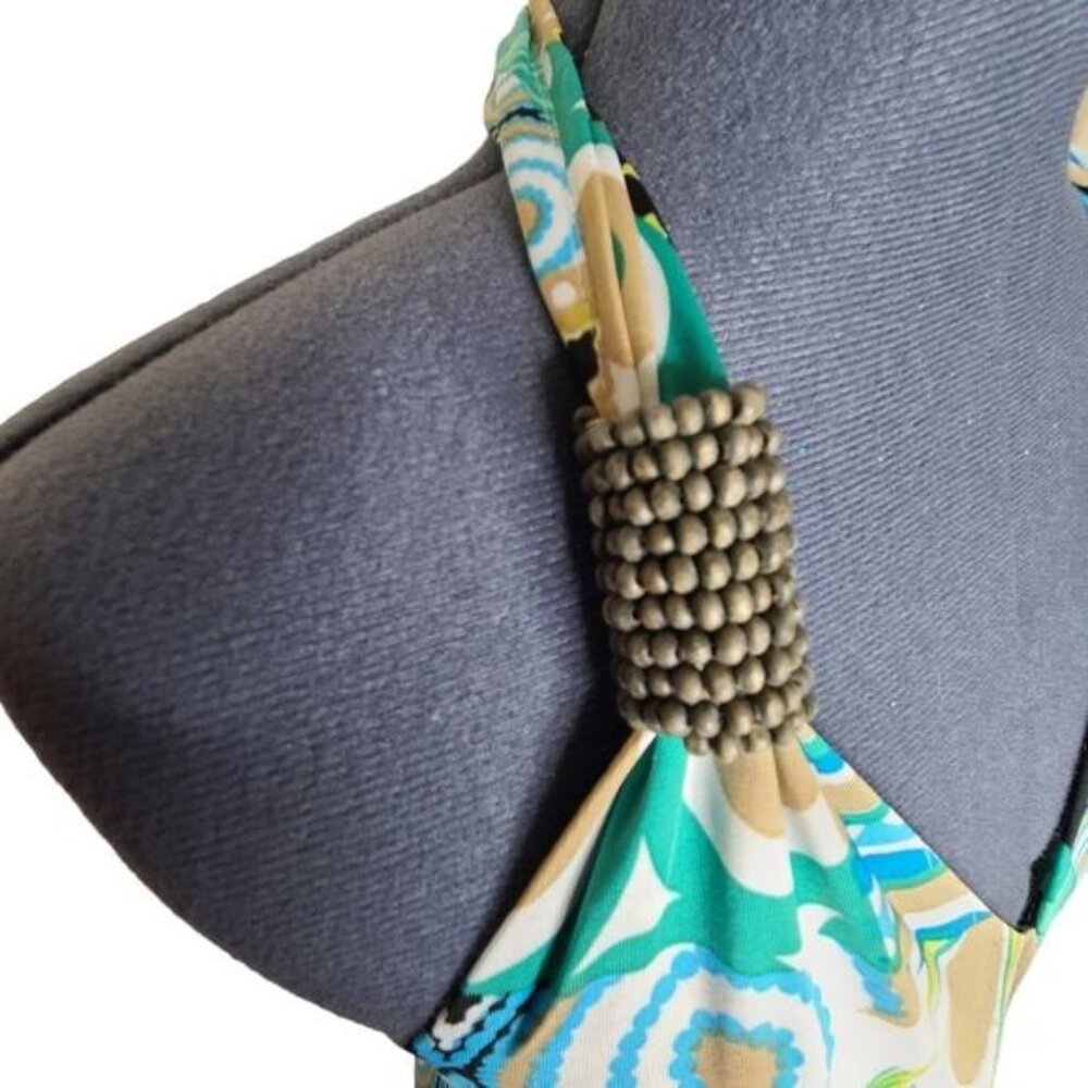 White Mark Patchwork Pattern Halter Neck Sun Dres… - image 5